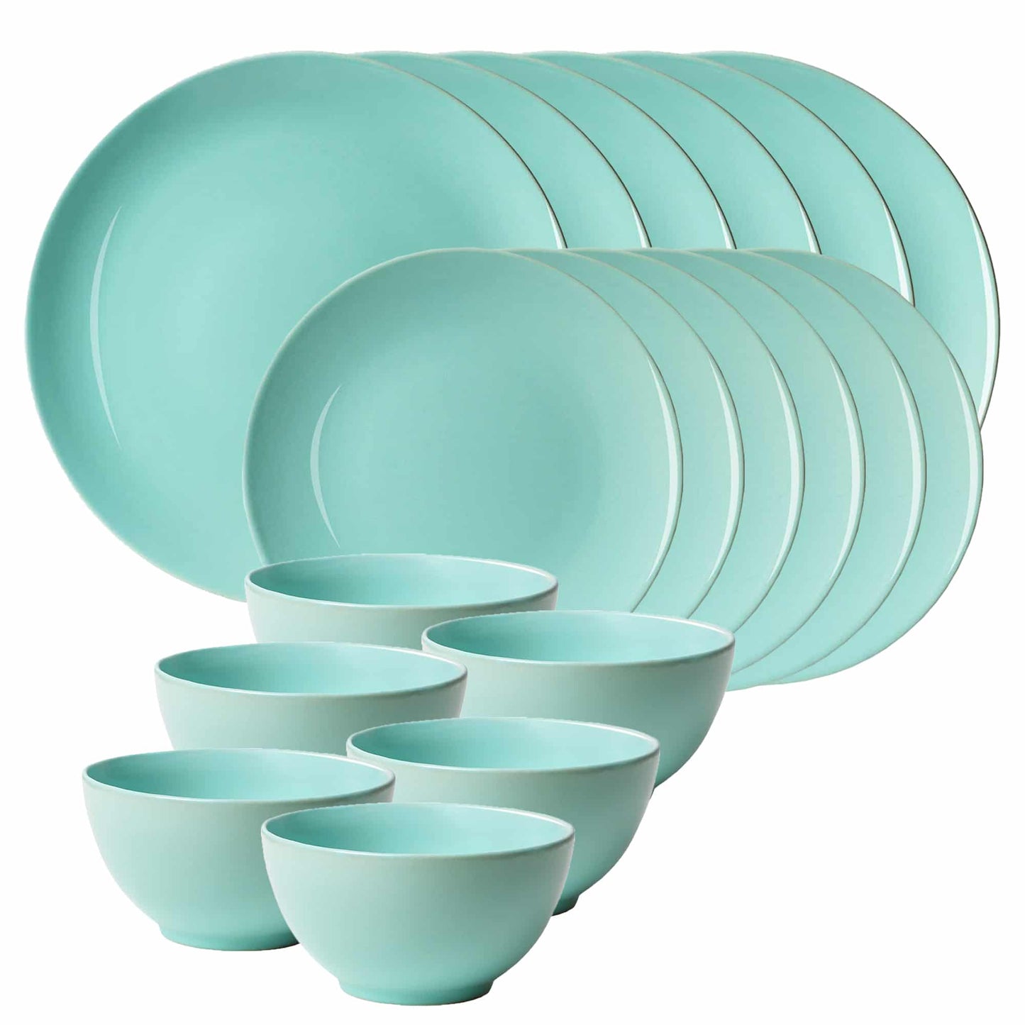 Set farfurii 18 piese, pentru 6 persoane, Peppermint, Cesiro, Verde Menta