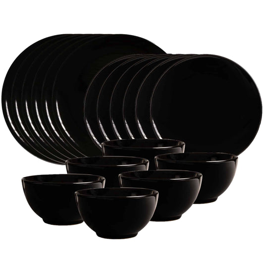 Plate set 18 pieces, for 6 people, Abyss, Cesiro, Black Abis Lucios