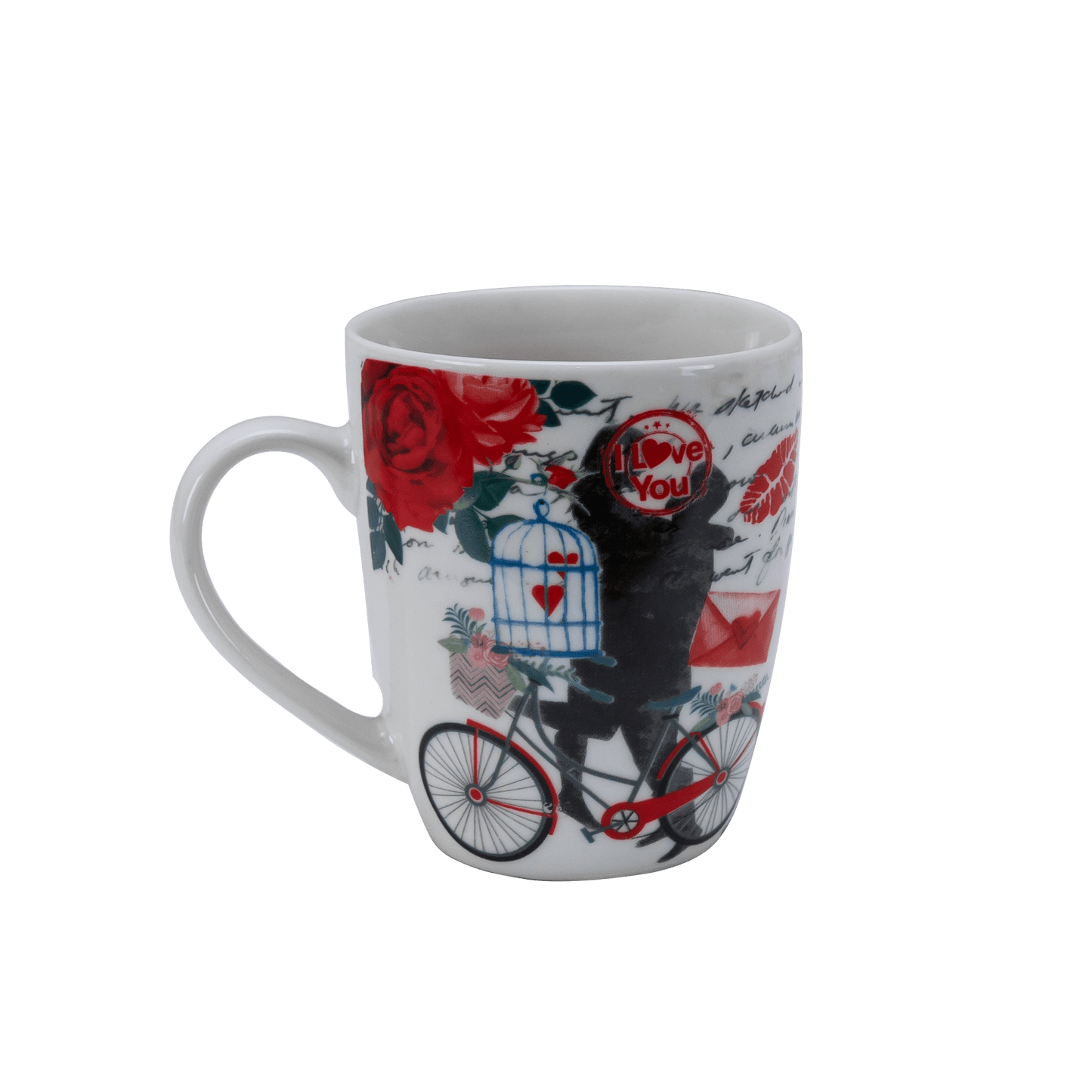 Set 4 cesti 280 ml Alb decor bicicleta