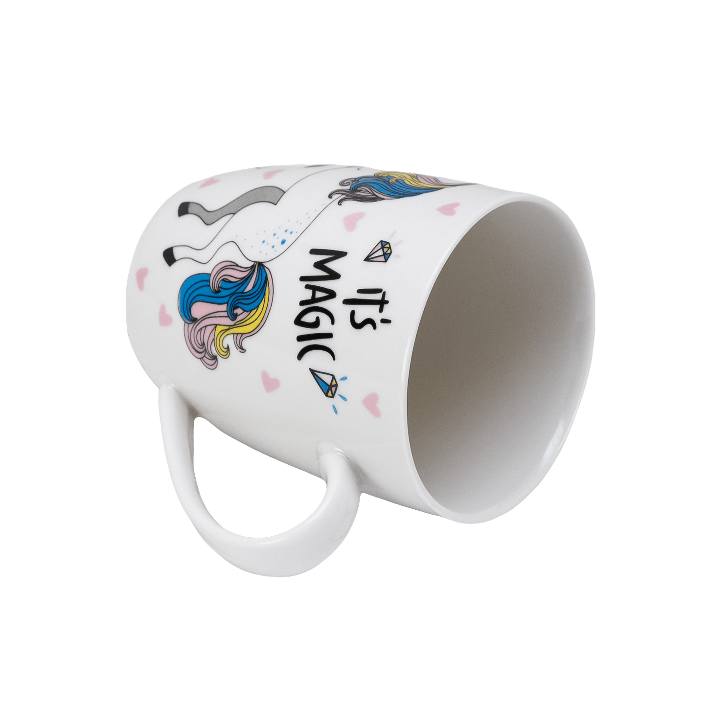 Taza de 300 ml, decoración unicornio blanco