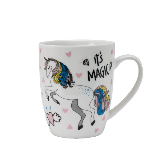 Cana de 300 ml, Alb decor unicorn