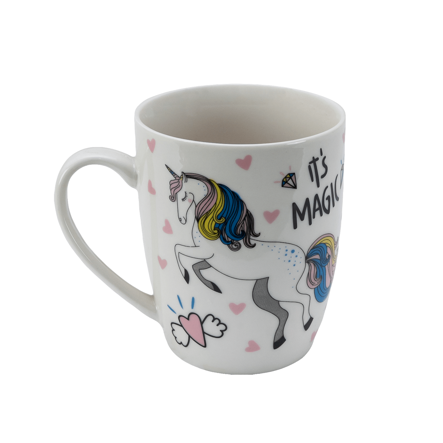 Set of 6 unicorn decoration cups, Cesiro, 300 ml, White