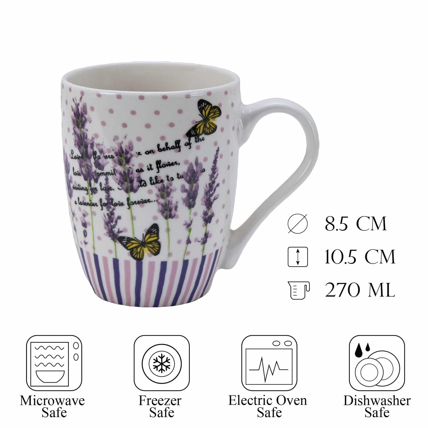 Tazza 270 ml Decoro lavanda bianca