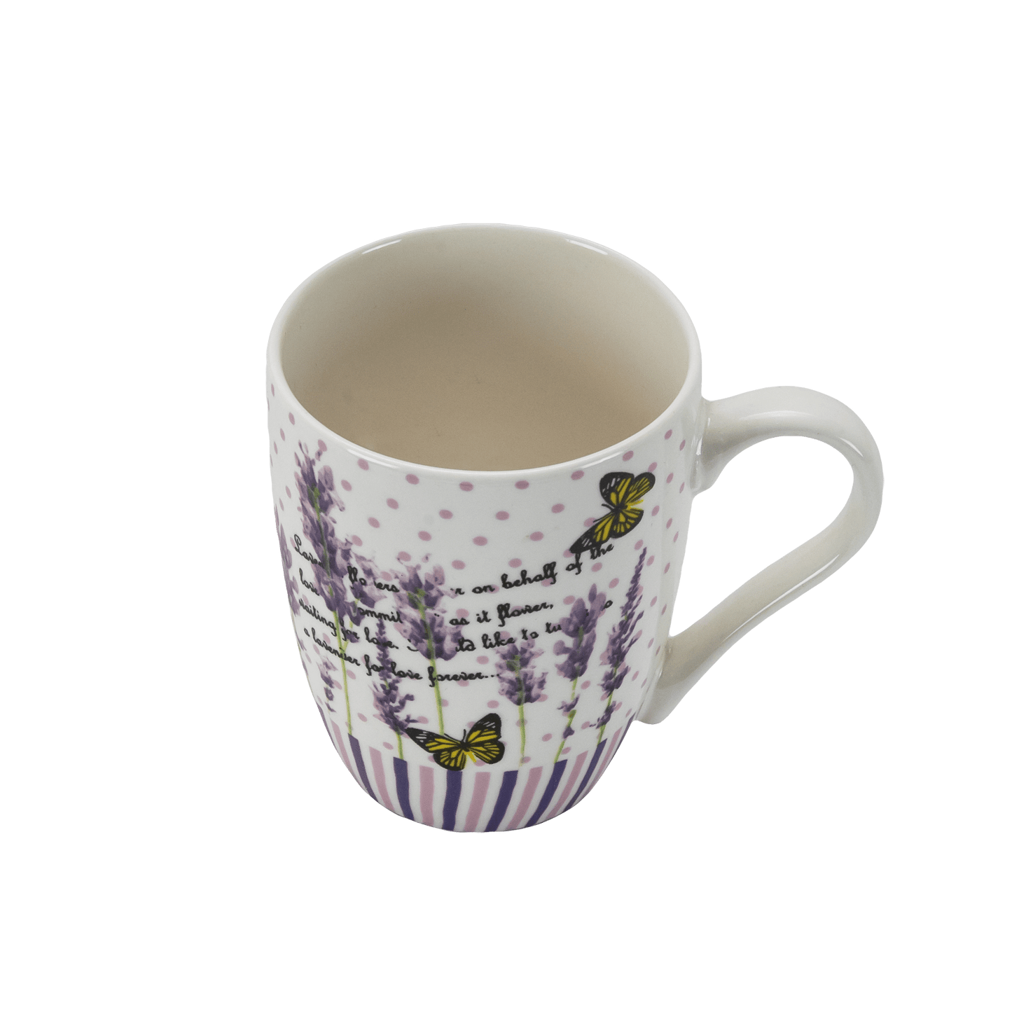 Set 4 Tazze bianche con decoro lavanda, 270 ml