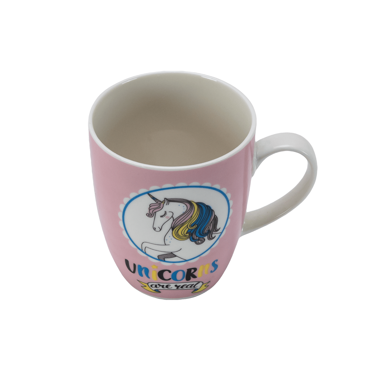 Set 6 cesti 310 ml Alb/Roz decor unicorn