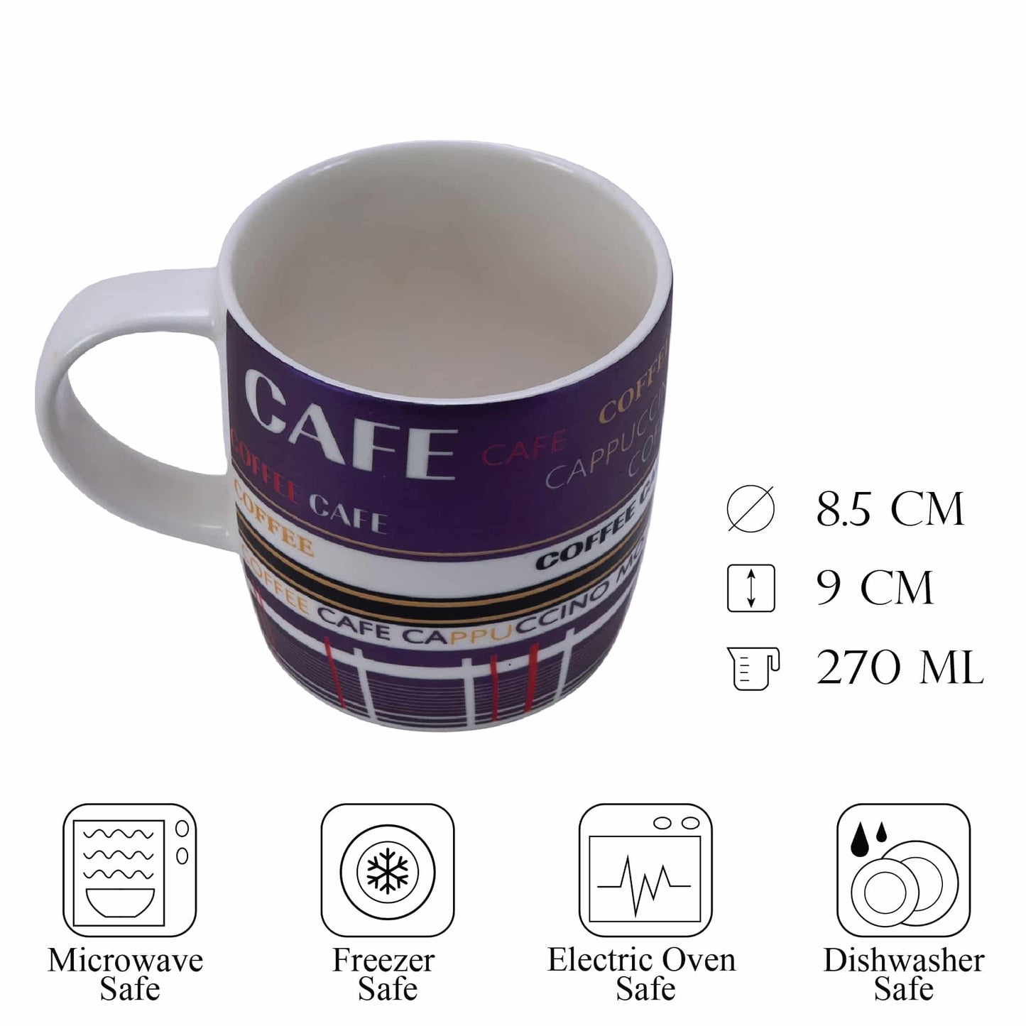 Weiß/Lila Tasse 270 ml, Kaffeedekoration