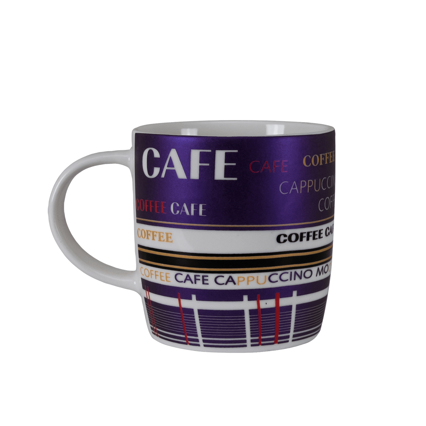 Set 6 tazzine decoro Caffè Bianco/Viola, 270 ml