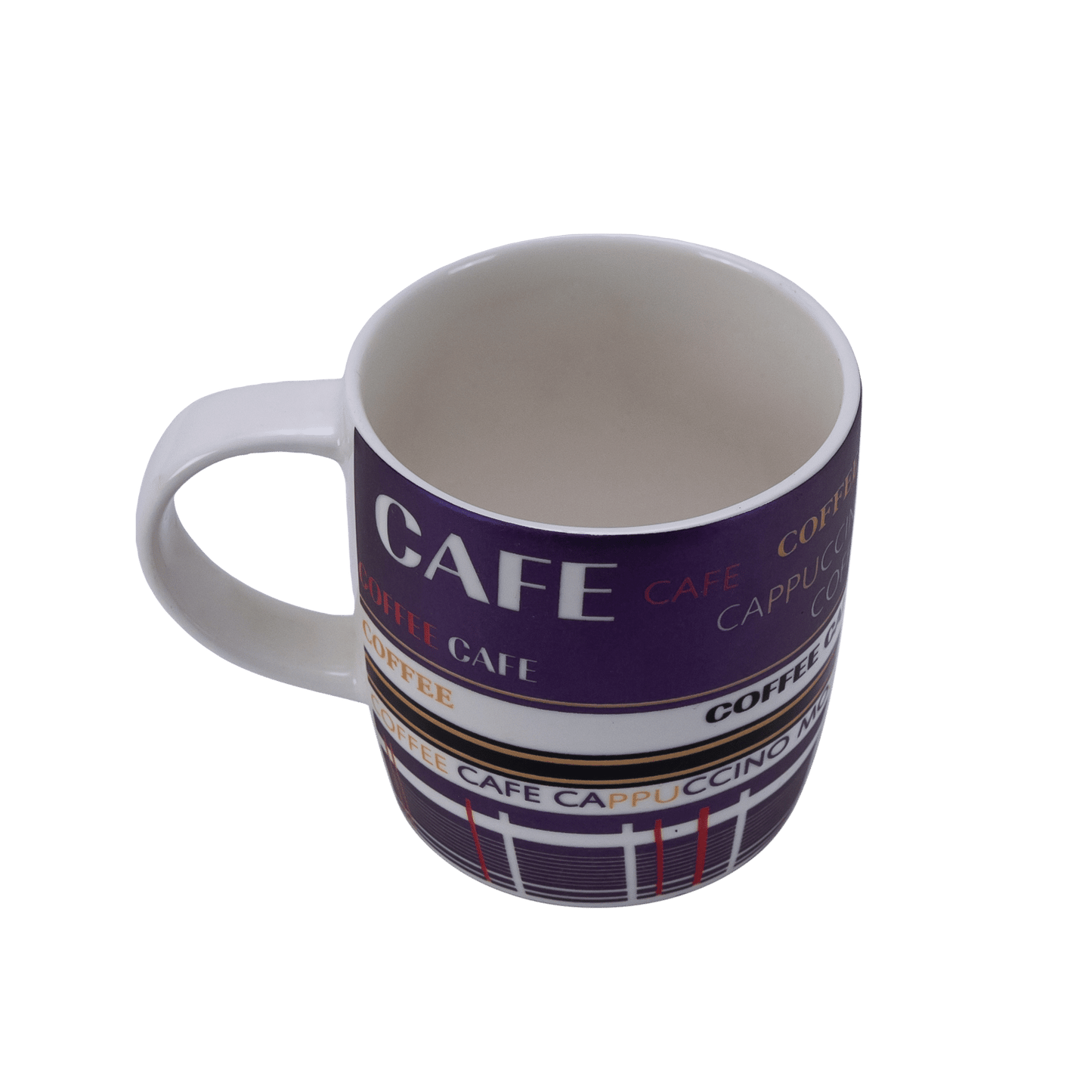 Set 6 tazzine decoro Caffè Bianco/Viola, 270 ml