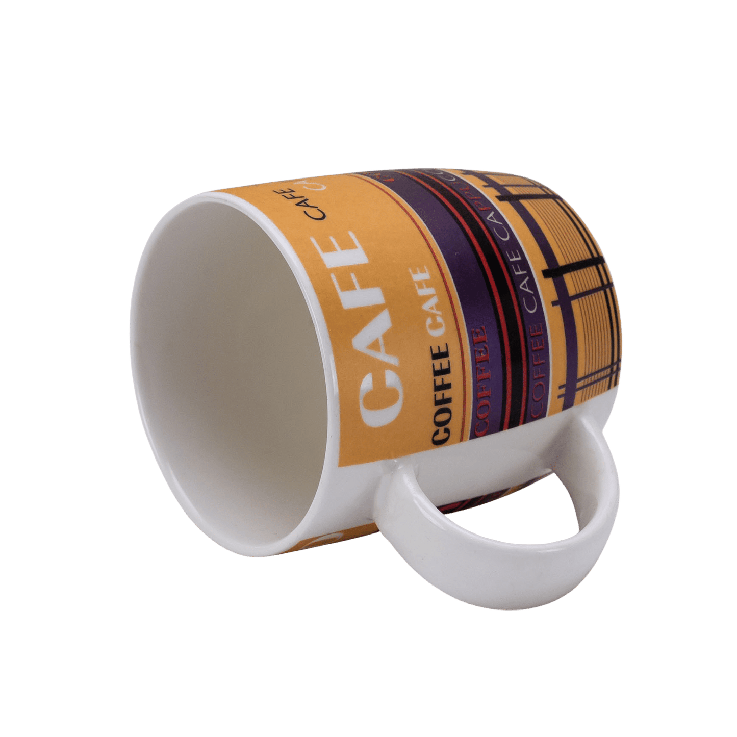 Cana decor Coffee, 270 ml, Alb/Portocaliu