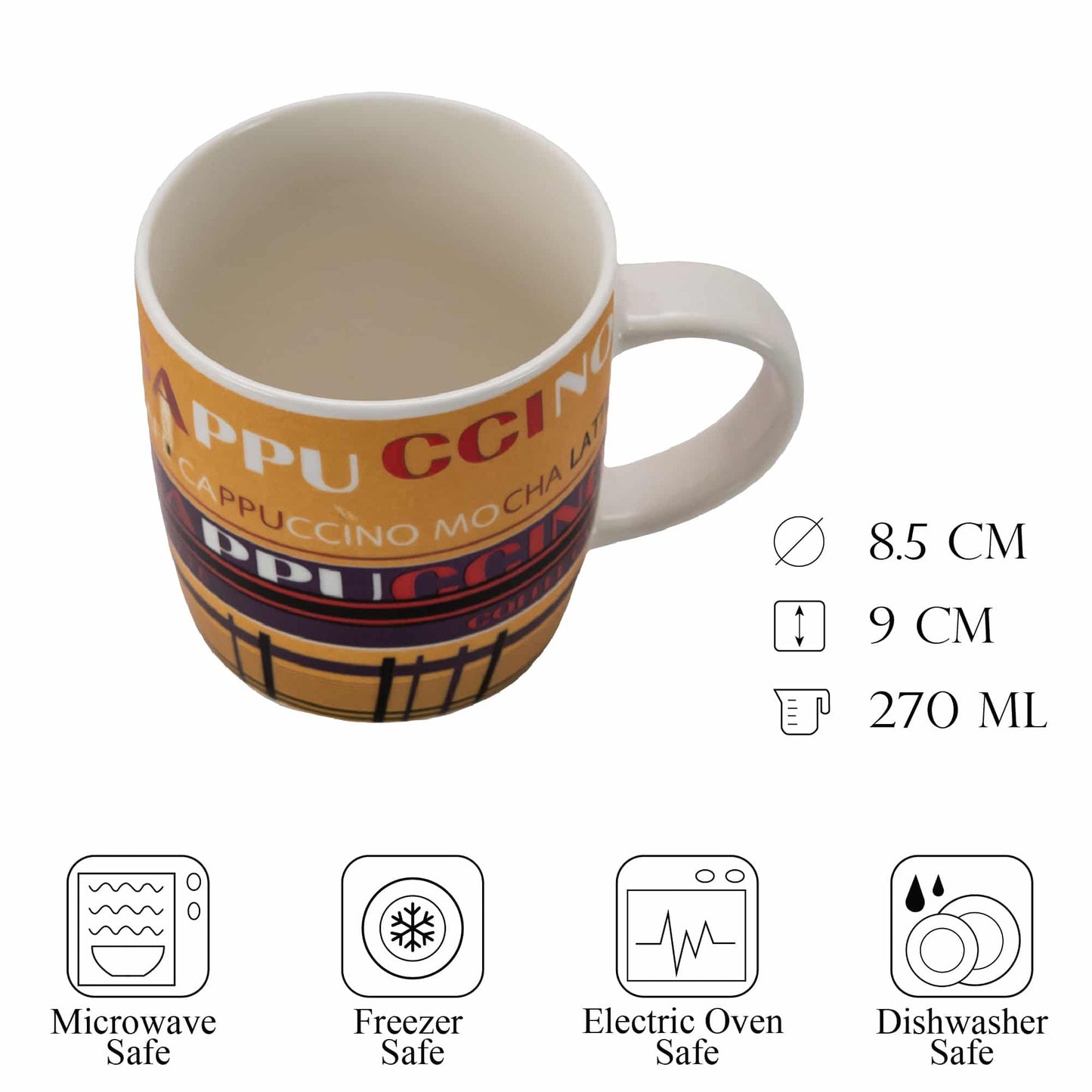 Cana decor Coffee, 270 ml, Alb/Portocaliu