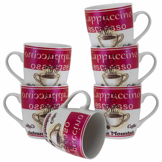 Set mit 6 Cesiro-Tassen, 190 ml, Dekor Weiß/Fuchsia Coffee