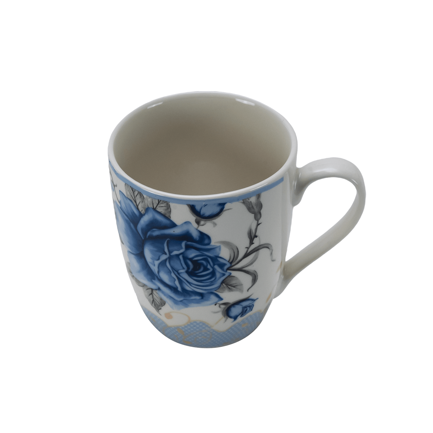 Tazza 280 ml Bianca con rosa blu