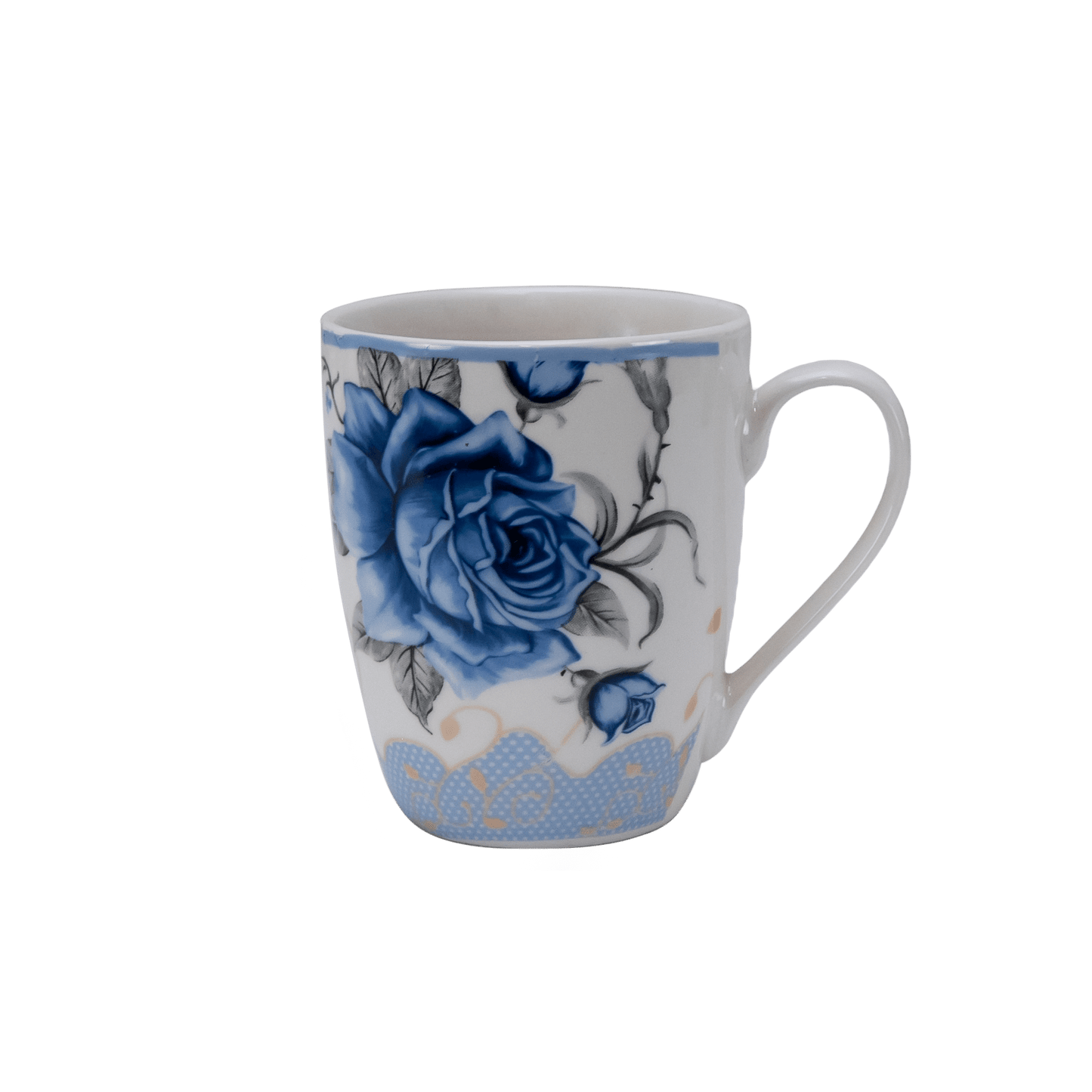 Tazza 280 ml Bianca con rosa blu