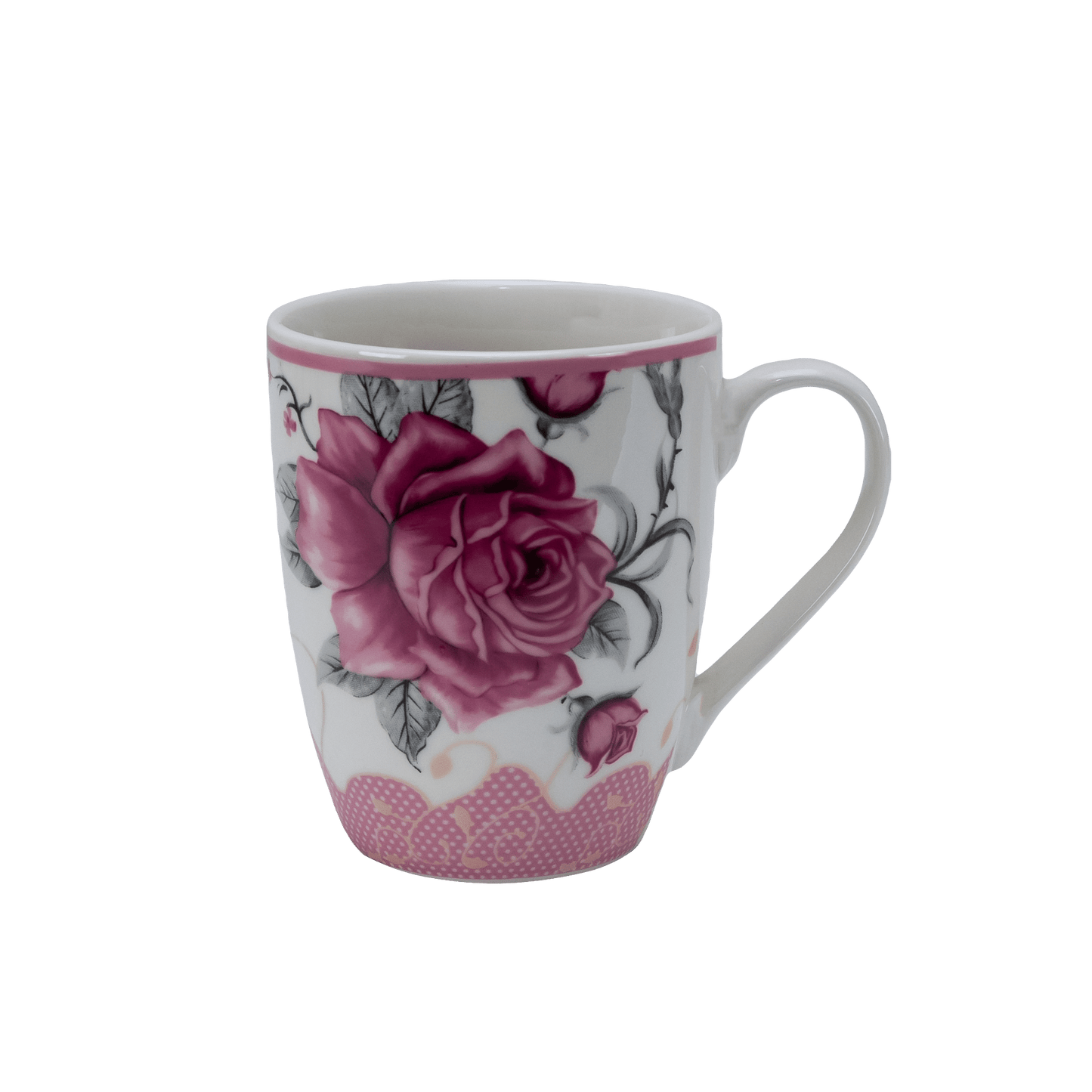 Tazza bianca con rosa rosa, 280 ml