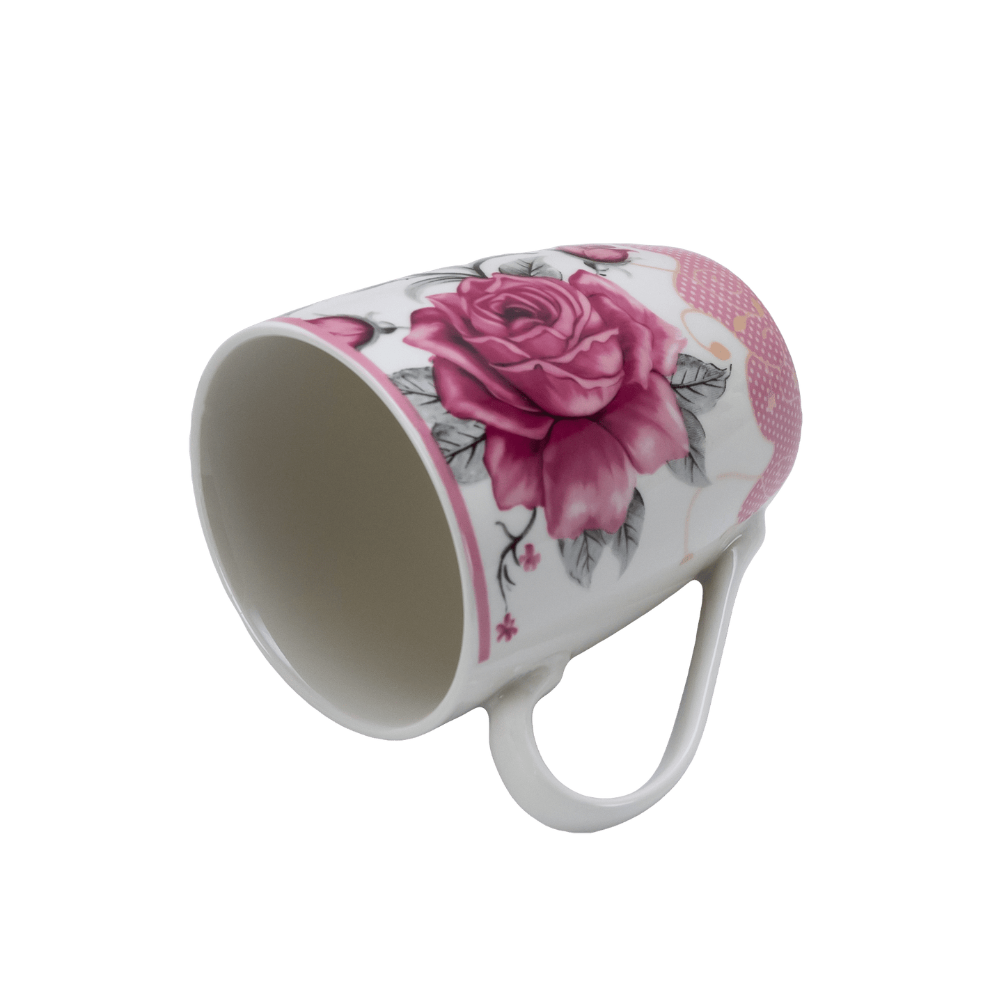 Tazza bianca con rosa rosa, 280 ml