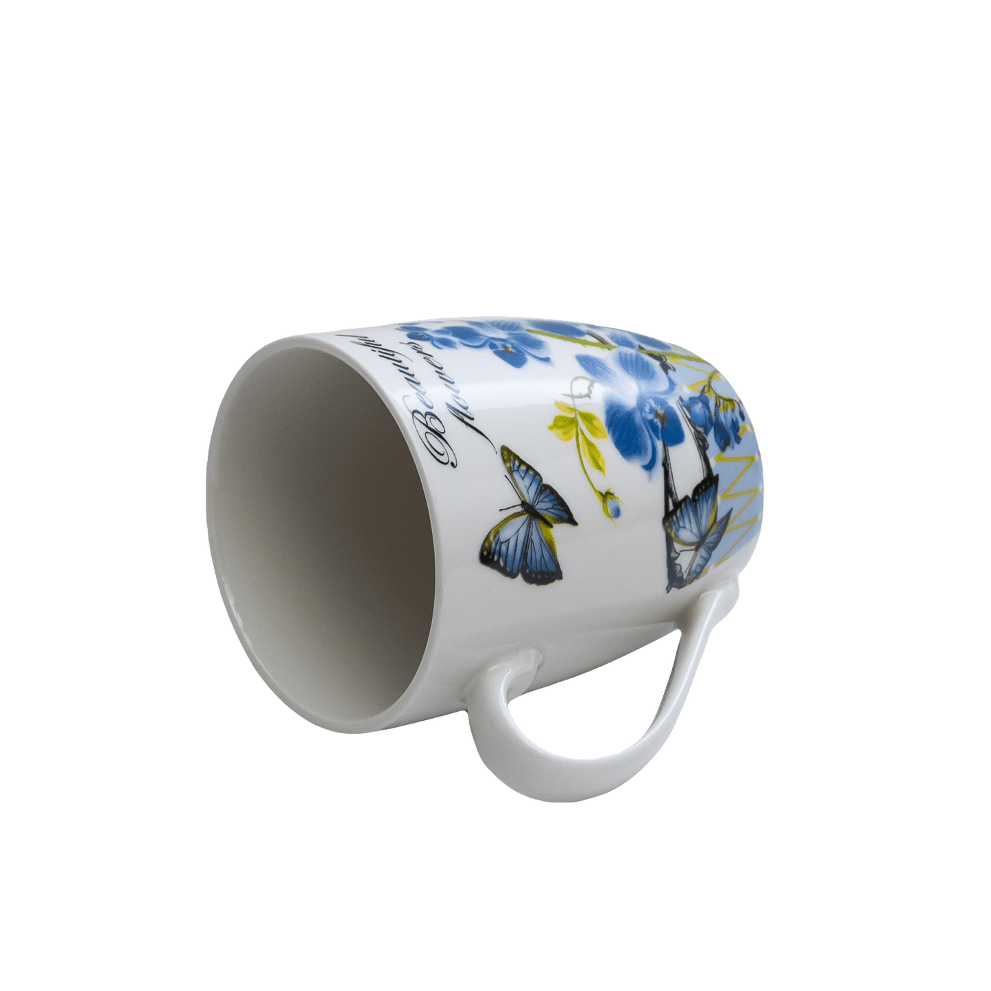 Tazza con fiori blu, 310 ml, Bianco