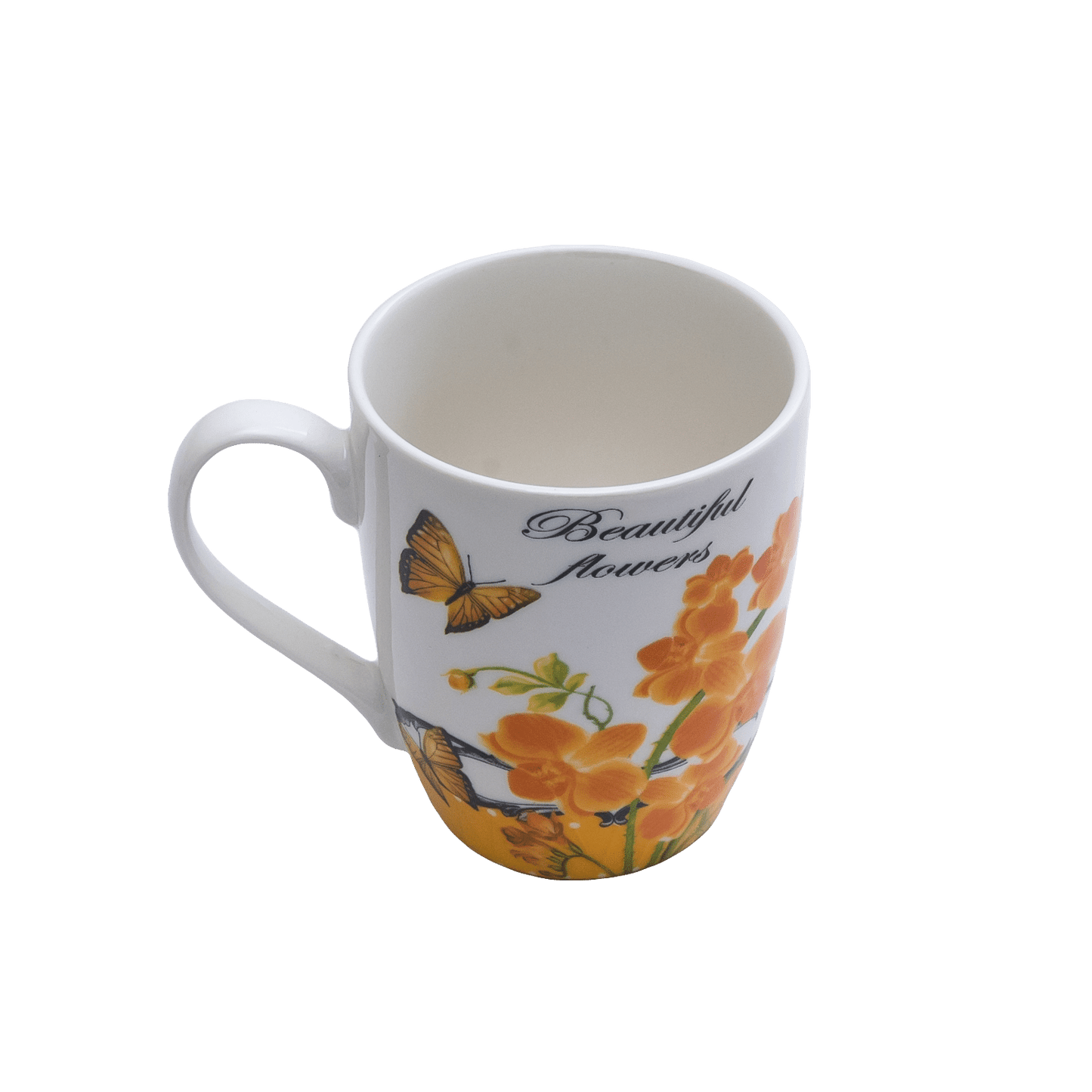 Tazza con fiori gialli, 310 ml, Bianco