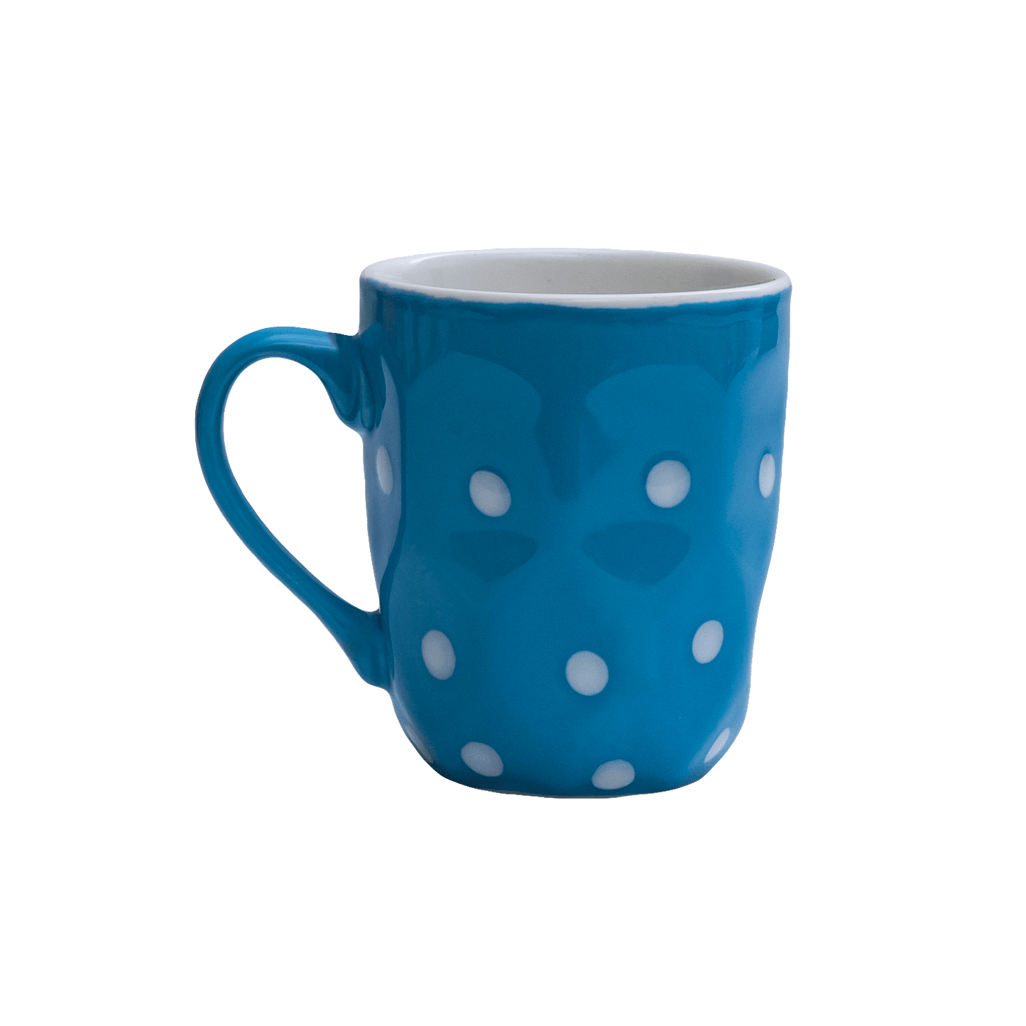 Set di 6 tazze Blu, 180 ml, con pois bianchi