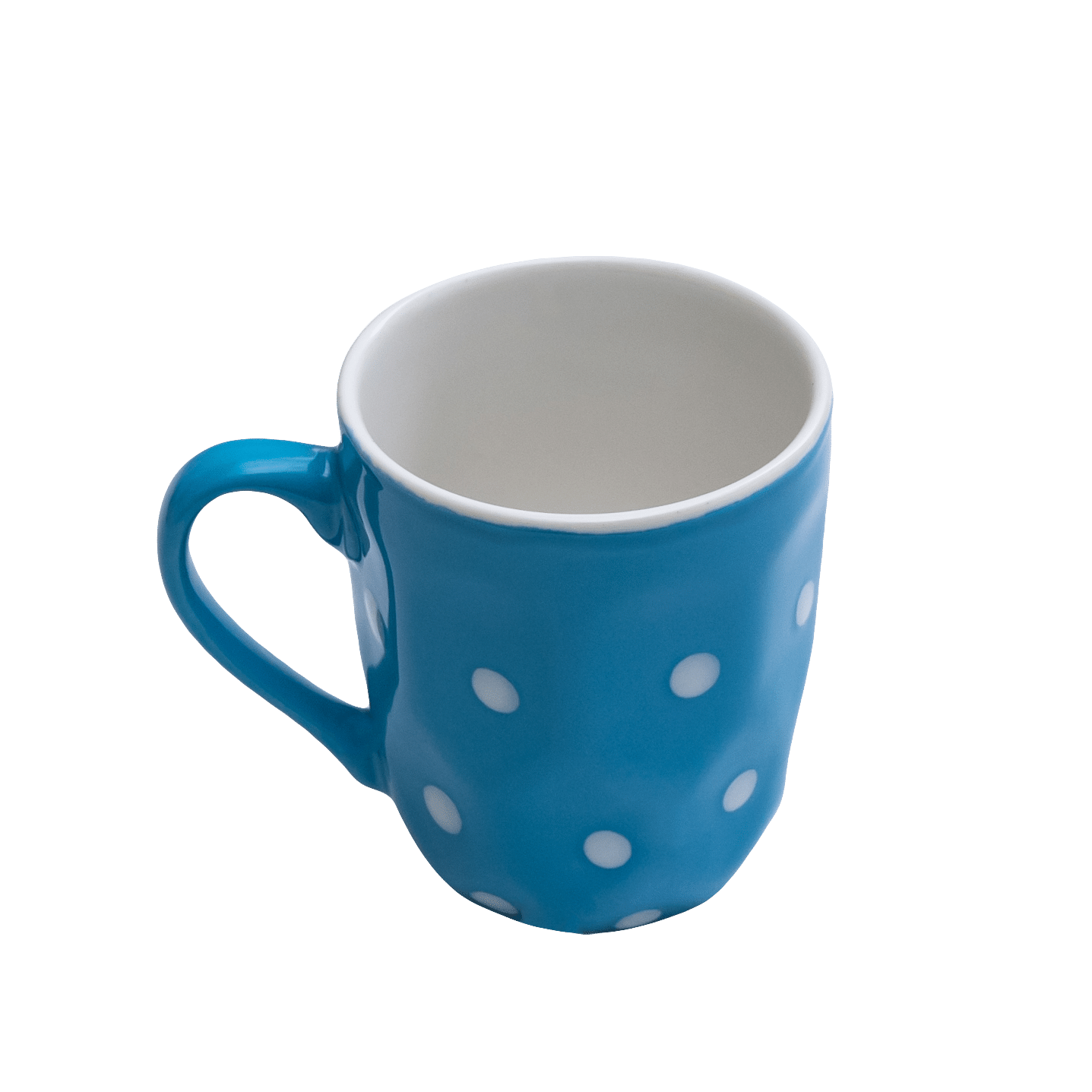 Set di 6 tazze Blu, 180 ml, con pois bianchi