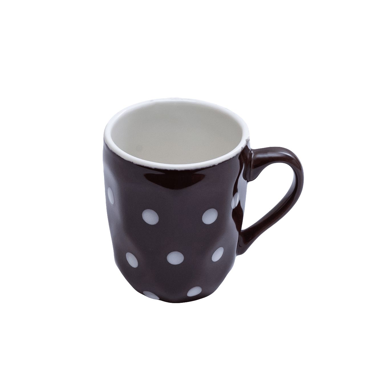 Braune Tasse, 180 ml, mit weißen Punkten