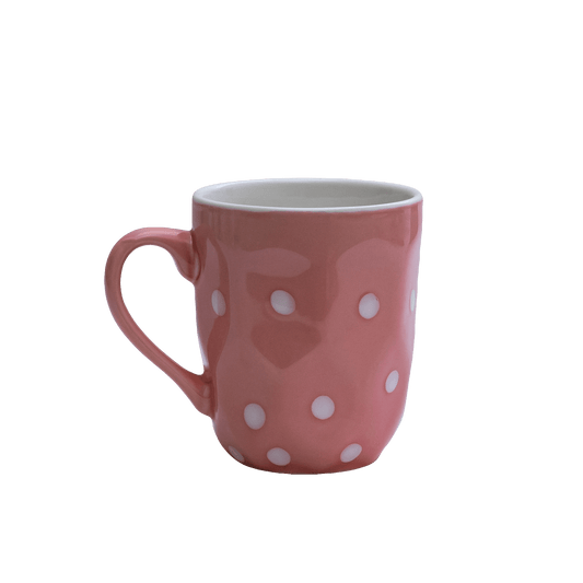 Tazza rosa con pois bianchi, 180 ml,