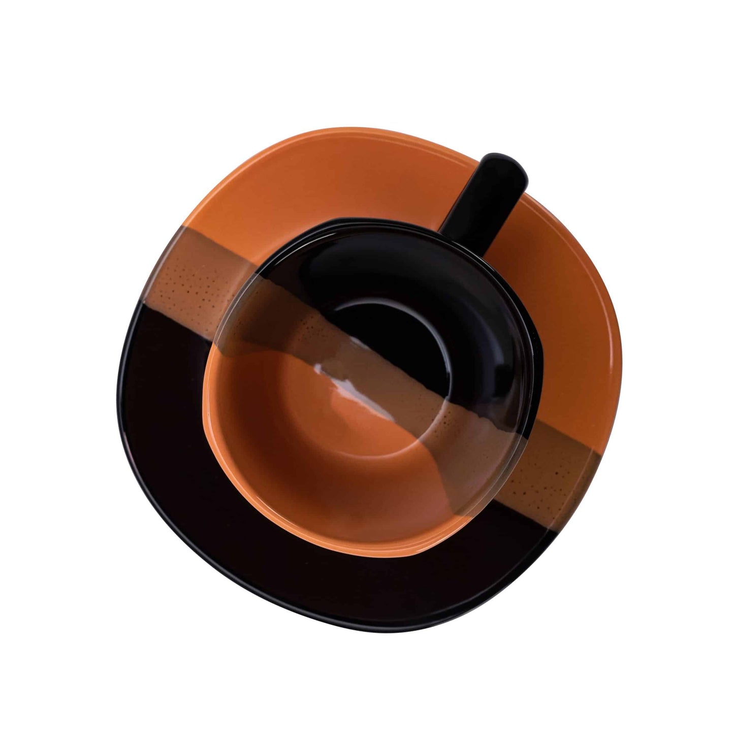 Juego de taza y plato de 160 ml, negro/naranja