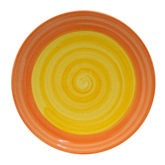 Farfurie desert 20 cm, Alb cu spirala galben/orange