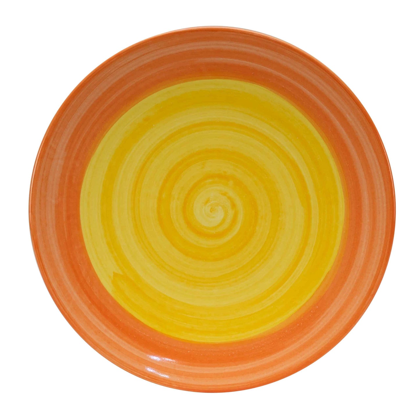 Set mit 6 Desserttellern Weiß mit gelb/orangefarbener Spirale, 20 cm