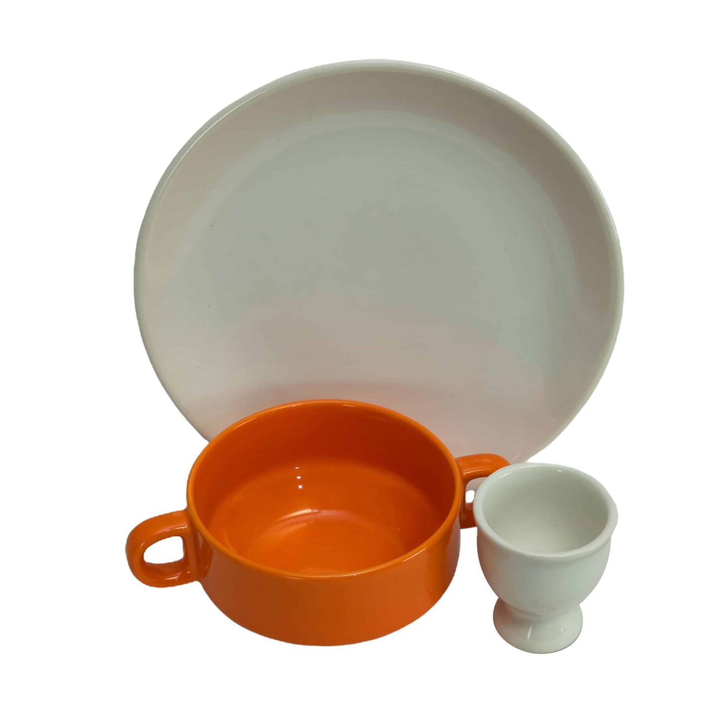 Breakfast set, 3 pieces, for one person, Cesiro, White/Orange