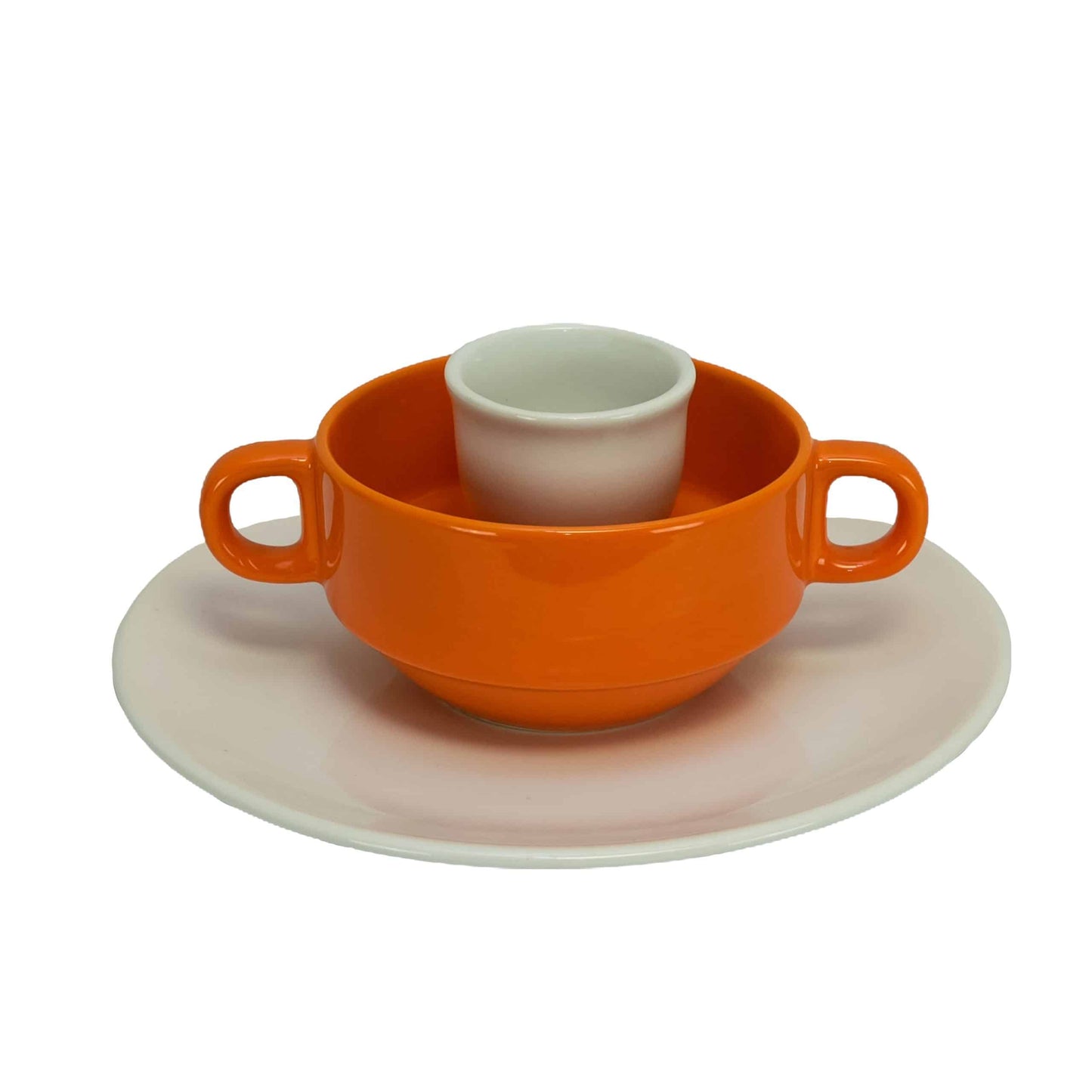 Breakfast set, 3 pieces, for one person, Cesiro, White/Orange