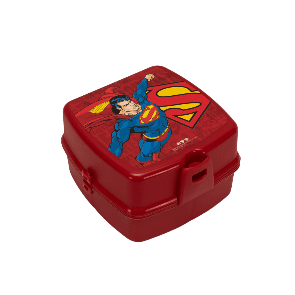 Contenitore per alimenti per bambini 3 scomparti, Rosso con Superman