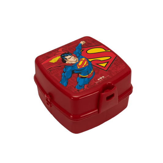 Cutie alimentara copii 3 compartimente, Rosu cu Superman