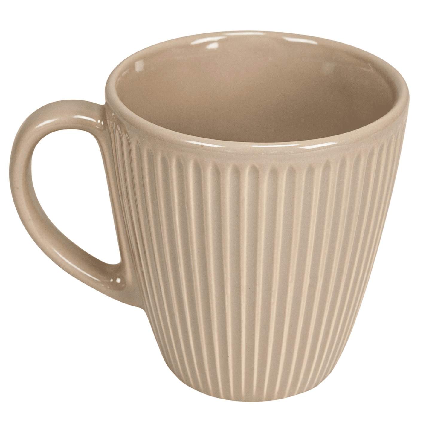 Tazza in ceramica con motivo a righe, 250 ml, Beige