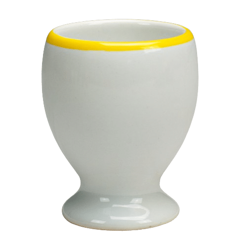 Portauovo con fantasia Bianco/Giallo, alto 6 cm