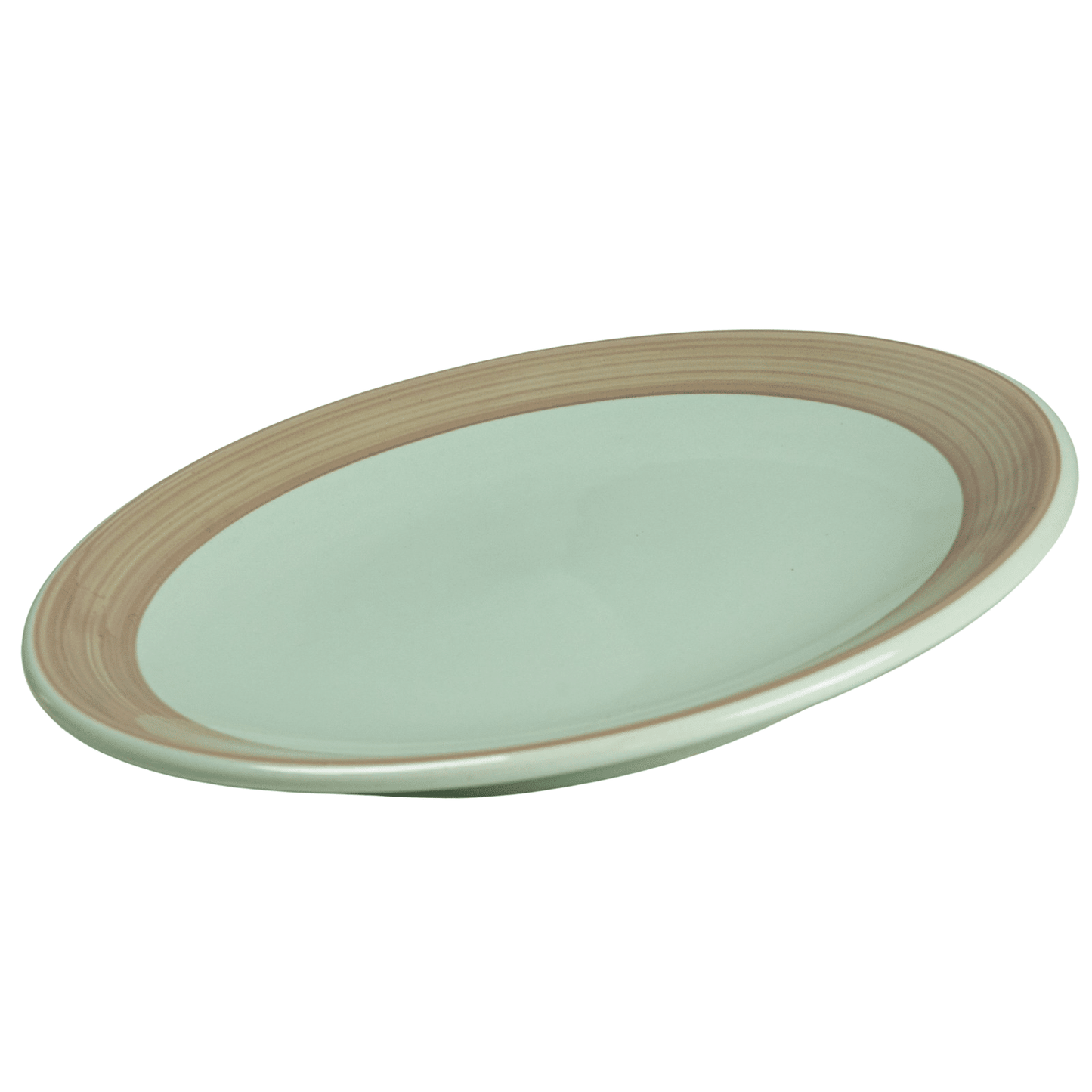 Set 6 farfurii decorate, Ø 20 cm, Verde Menta decorat cu banda Maro