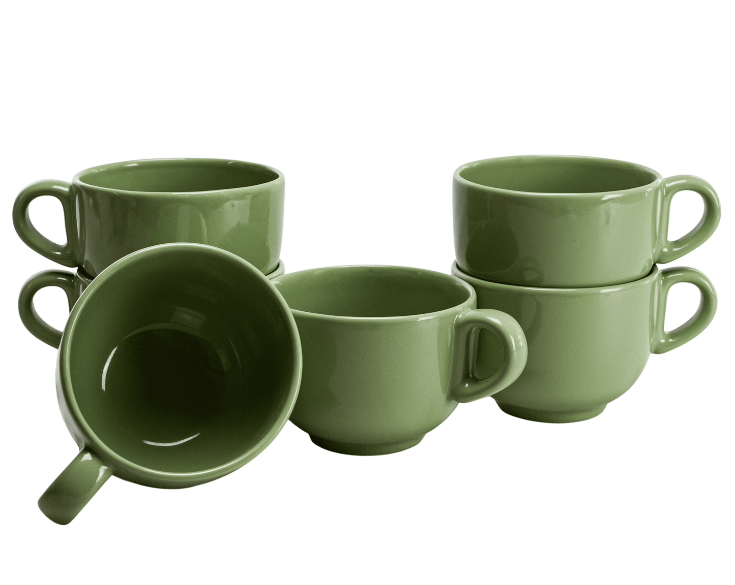 Set di 6 tazze jumbo per la tua casa, Ø 11 cm, 450 ml, Verde salvia