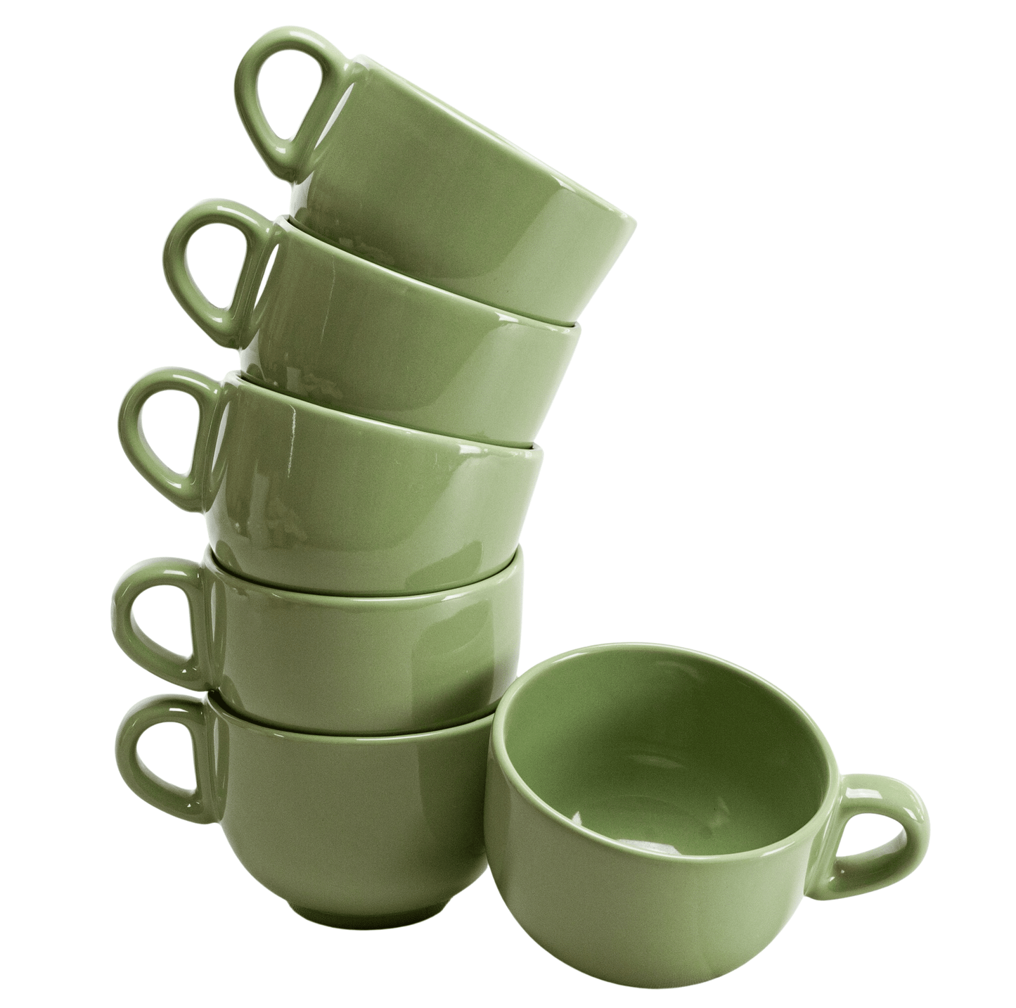 Set di 6 tazze jumbo per la tua casa, Ø 11 cm, 450 ml, Verde salvia