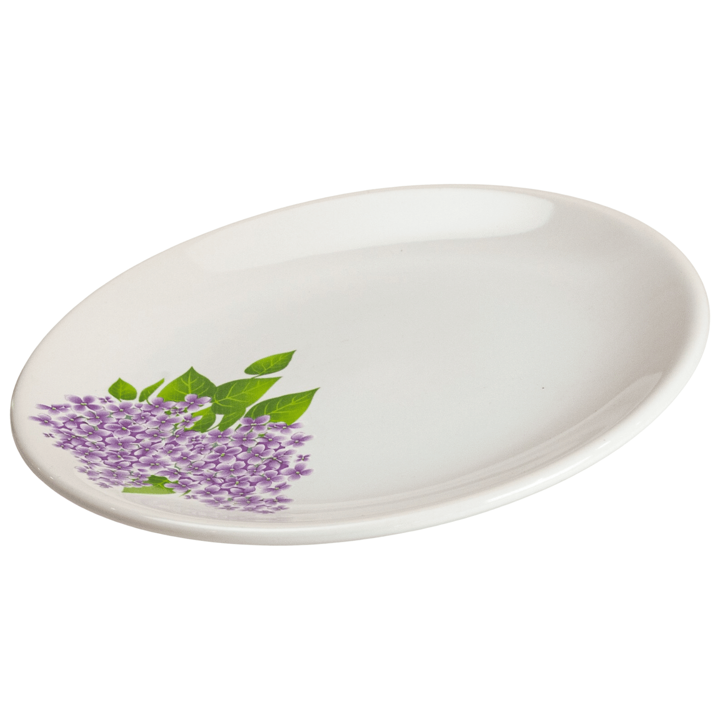 Dessert plate decorated with purple lilac, diameter 20 cm, Pure White