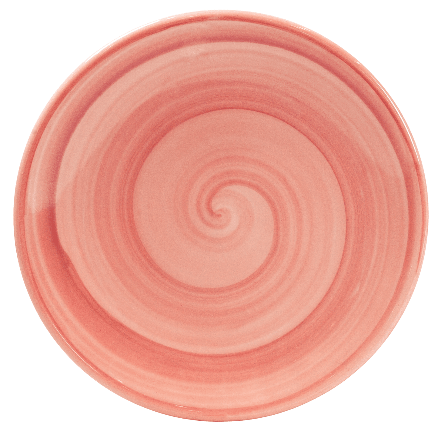 Set of 6 dessert plates of 20 cm, Powder Pink decorated with a dark pink spiral