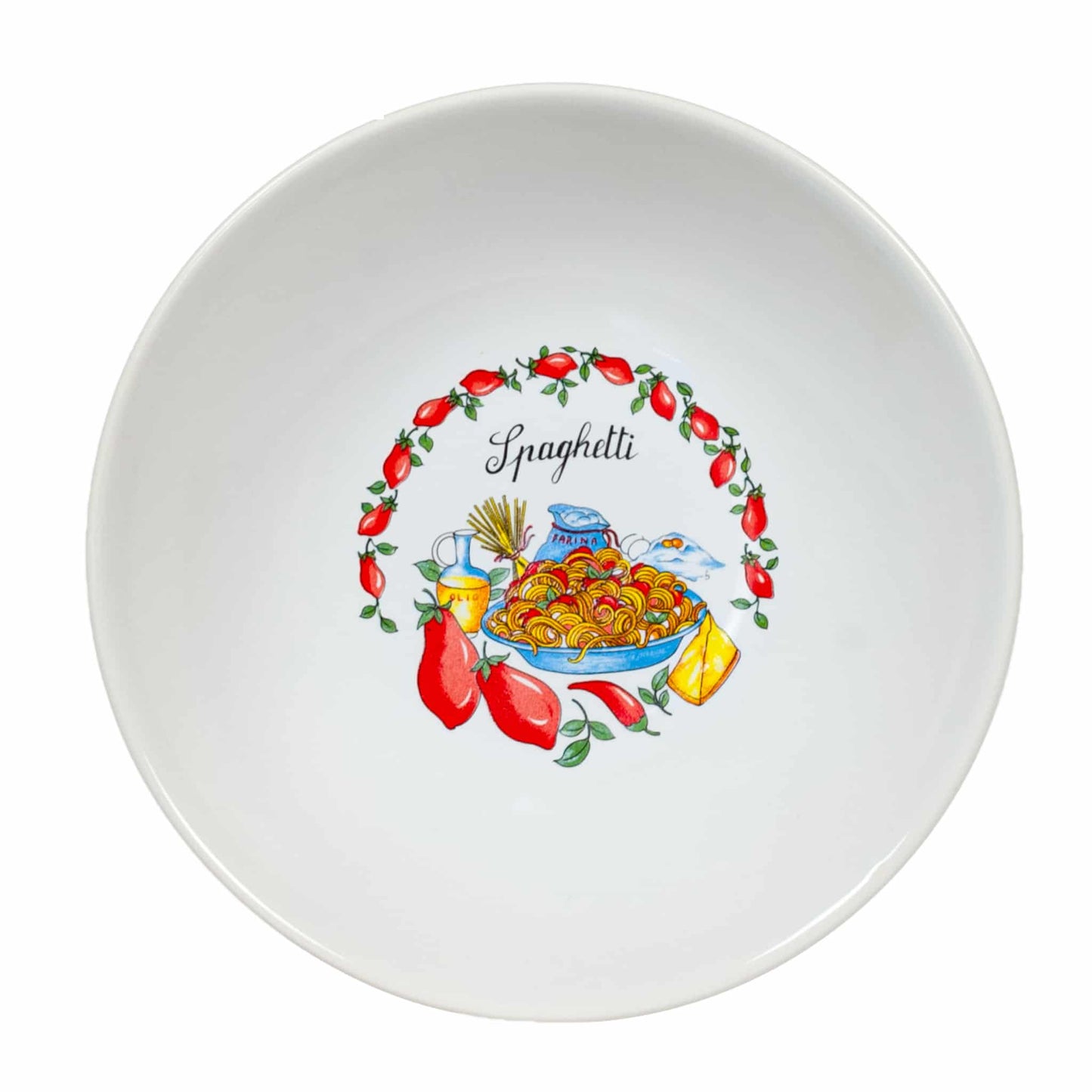 Set of 6 deep plates Pure White with Spaghetti decoration