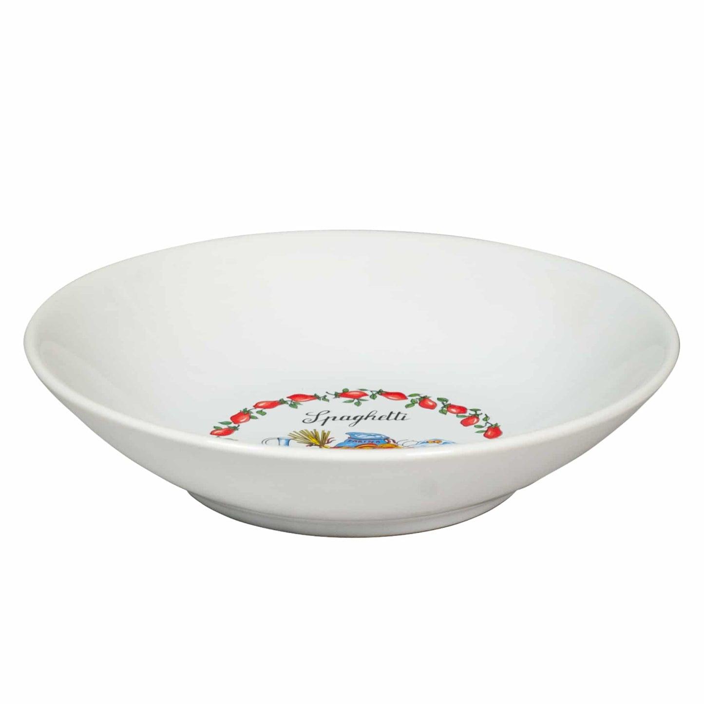 Set of 6 deep plates Pure White with Spaghetti decoration