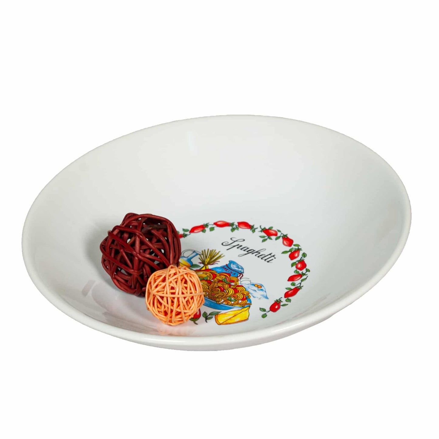 Set of 6 deep plates Pure White with Spaghetti decoration