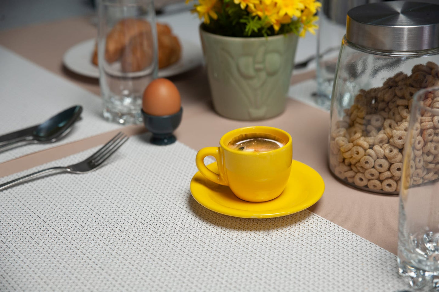 Tazza espresso Girasole Giallo con piattino, 80 ml