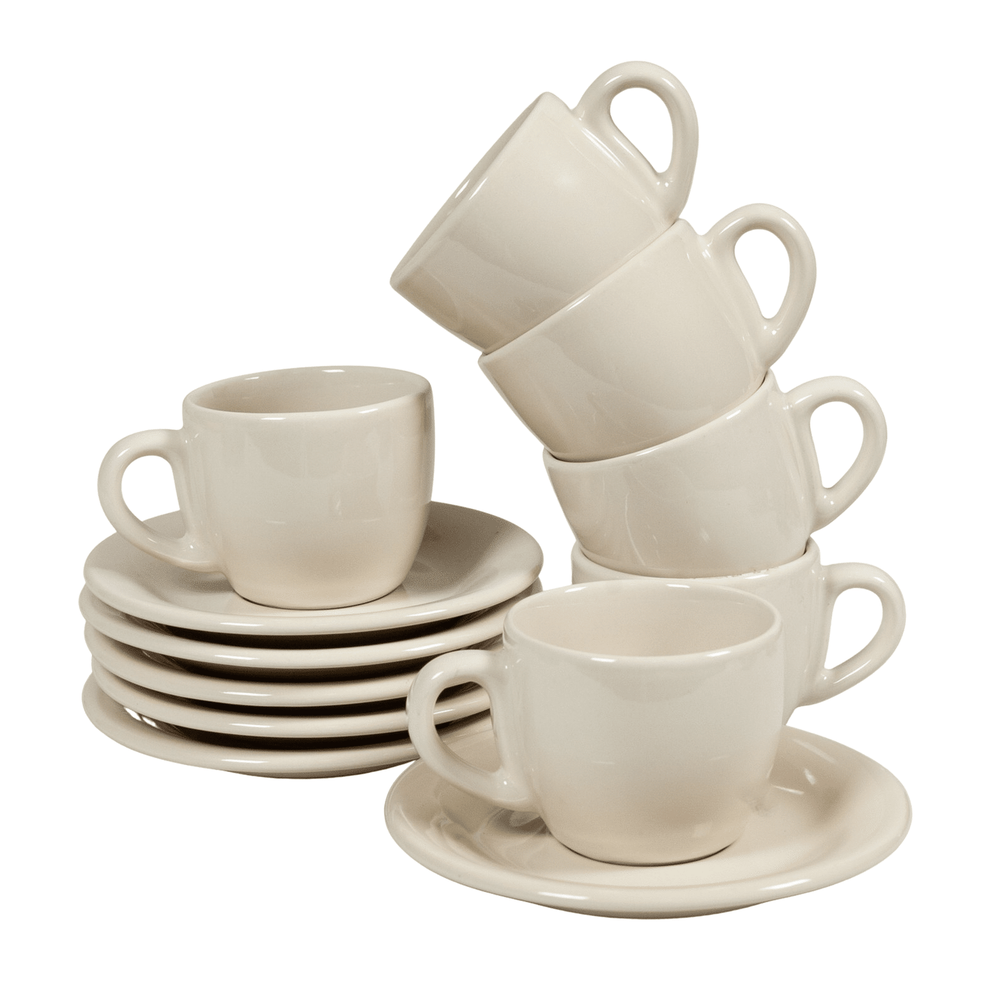 Set 6 tazzine con piattino per espresso Crem Ivoire, 80 ml