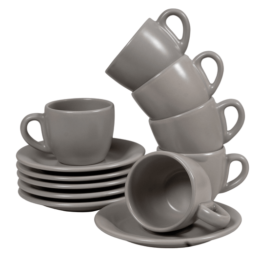 Set mit 6 Espressotassen und Untertassen, mattsilbergrau, 80 ml