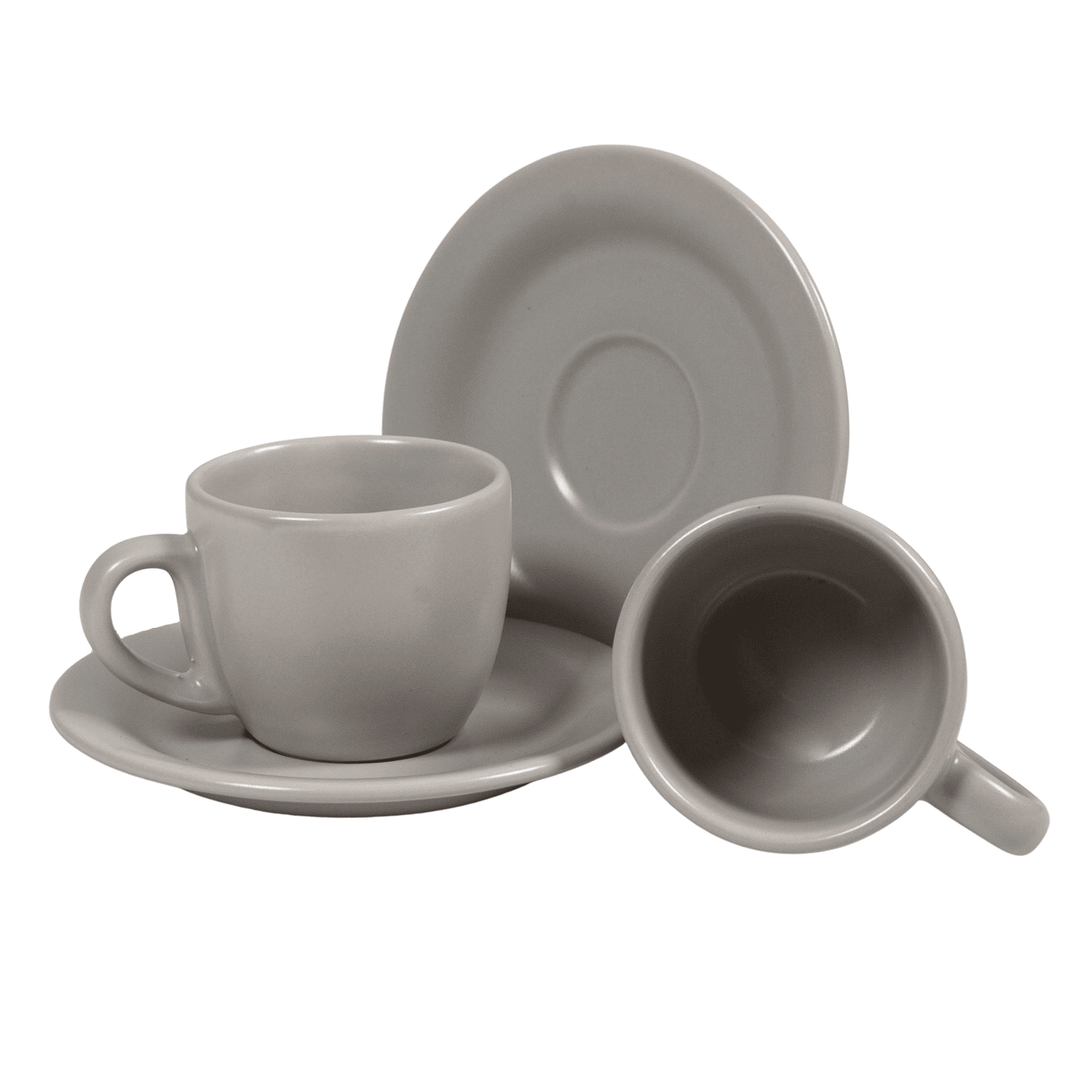 Set 6 tazzine caffè con piattino, Grigio Argento Opaco 80 ml