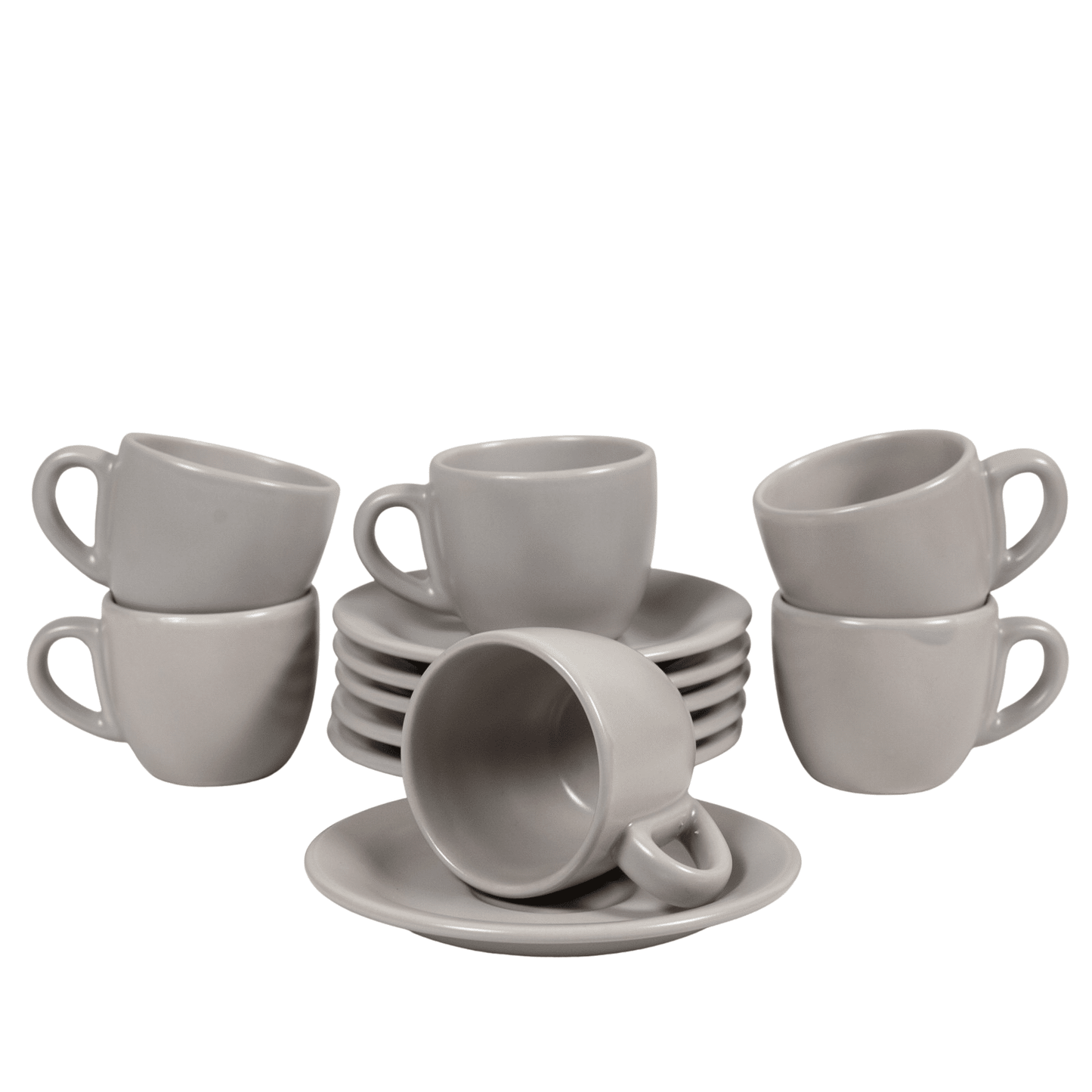 Set 6 tazzine caffè con piattino, Grigio Argento Opaco 80 ml