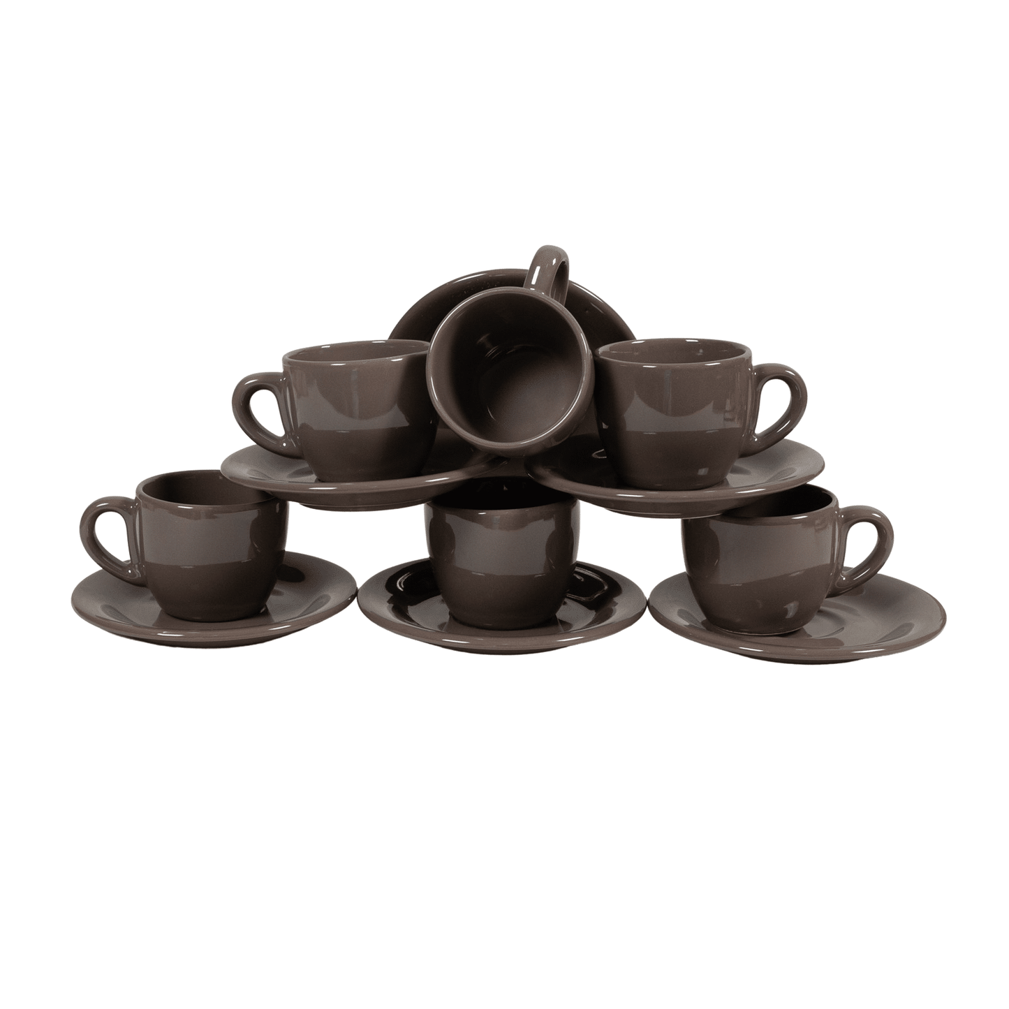 Set 6 cesti cu farfurie pentru expresso Maro Cafea, 80 ml