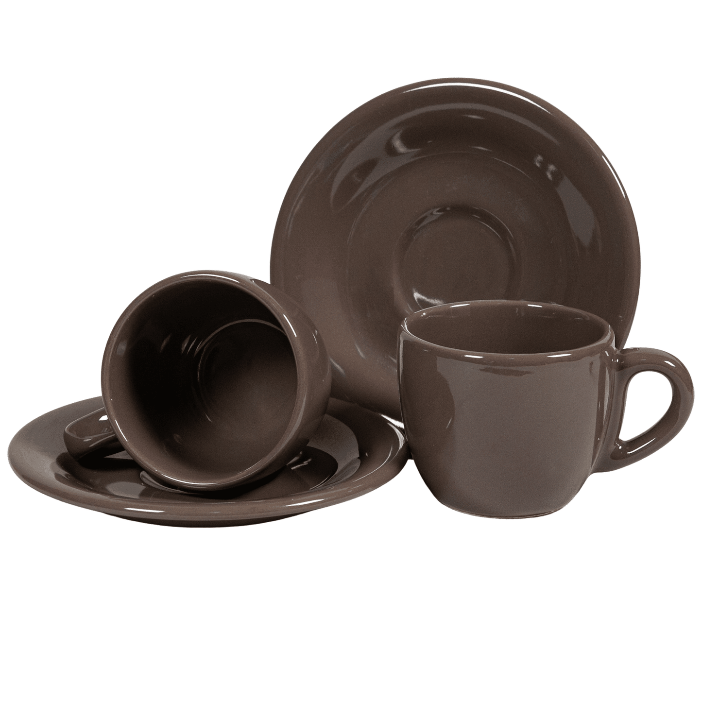 Set 6 cesti cu farfurie pentru expresso Maro Cafea, 80 ml