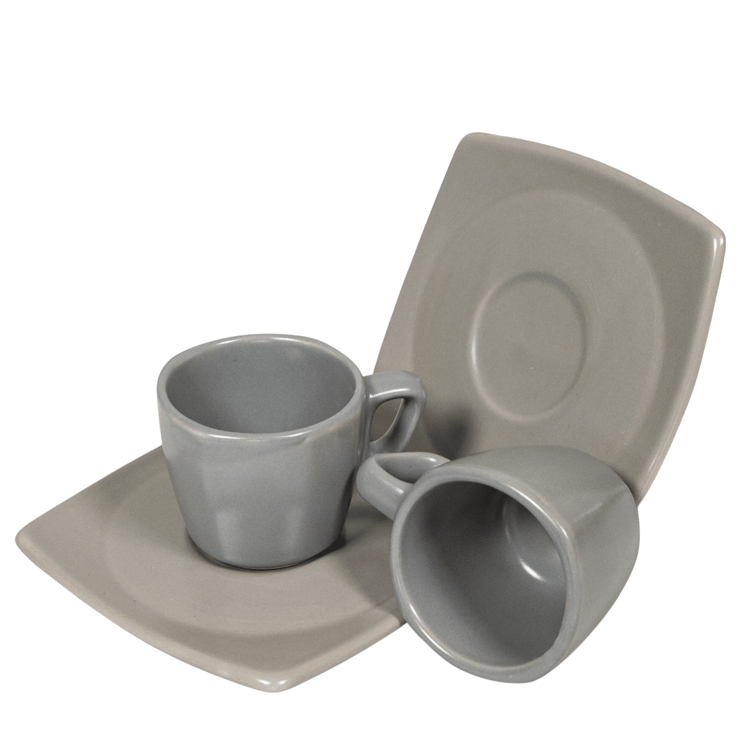 Set mit 6 Espressotassen und Untertassen, mattsilbergrau, 80 ml